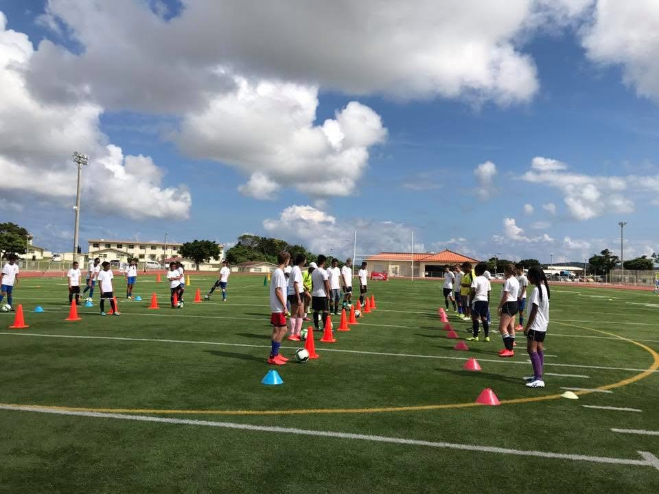 BSC Summer Camp 2016 — campers training with cones on the field